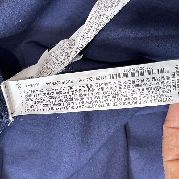 ZARA Basic Collection Top Womens Small Navy Peplum Loose Botton - Picture 11 of 14